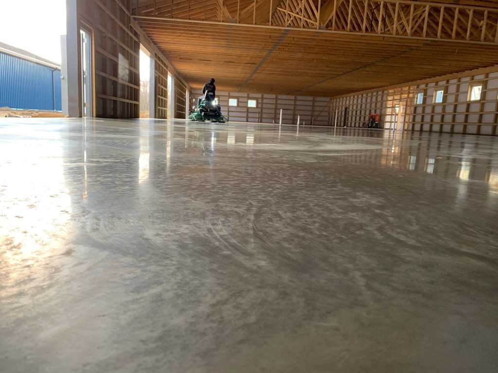 Commercial barn interior concrete construction