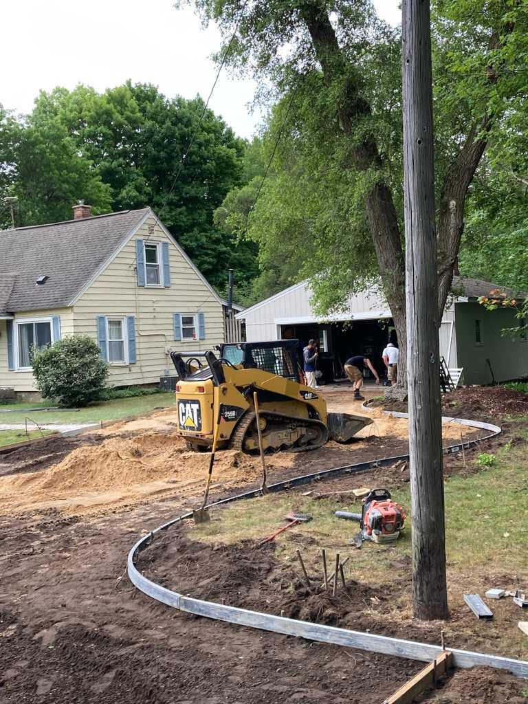 Custom designed concrete driveway construction